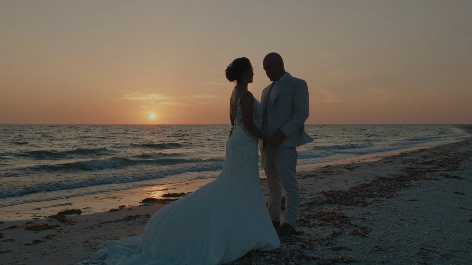 Beach wedding sunset